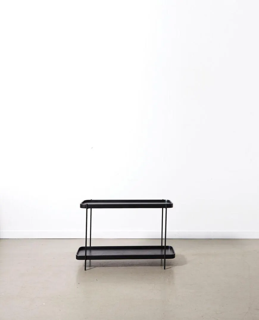 Idaho oak 2 shelf console - black