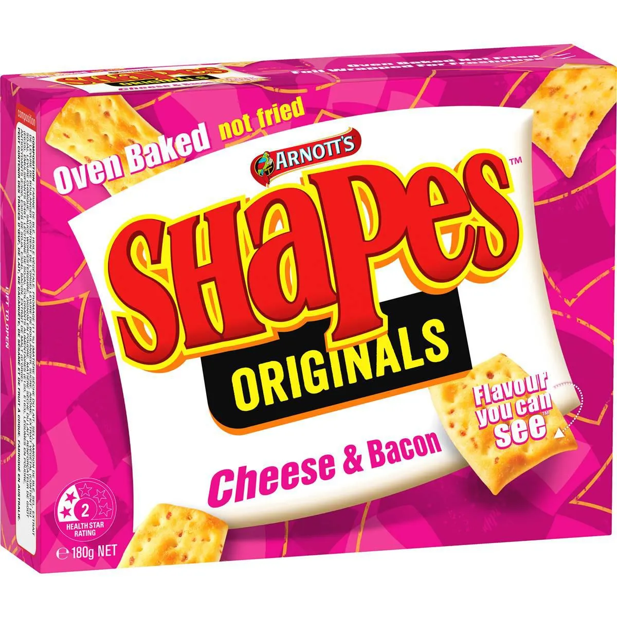 Arnott's Shapes Cheese & Bacon Cracker Biscuits 180g