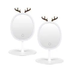 SOGA 2X White Antler LED Light Makeup Mirror Tabletop Vanity Home Decor