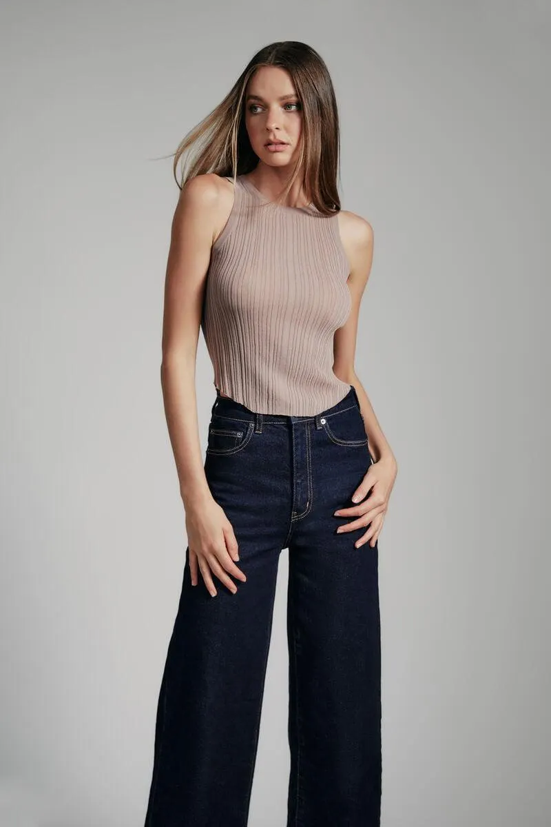 merel knit tank in taupe