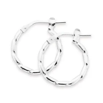 Sterling Silver 12mm Twist Hoop Earrings