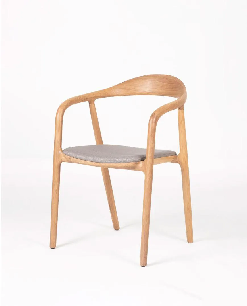 Raglan oak armchair - grey fabric