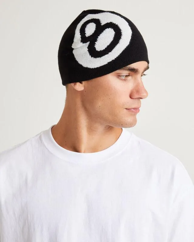 8 Ball Skull Beanie Black