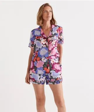 Modern Floral Print Shortie Pyjama Set
