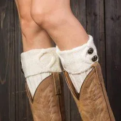 Solid Solid Button Knitted Boot Cuffs