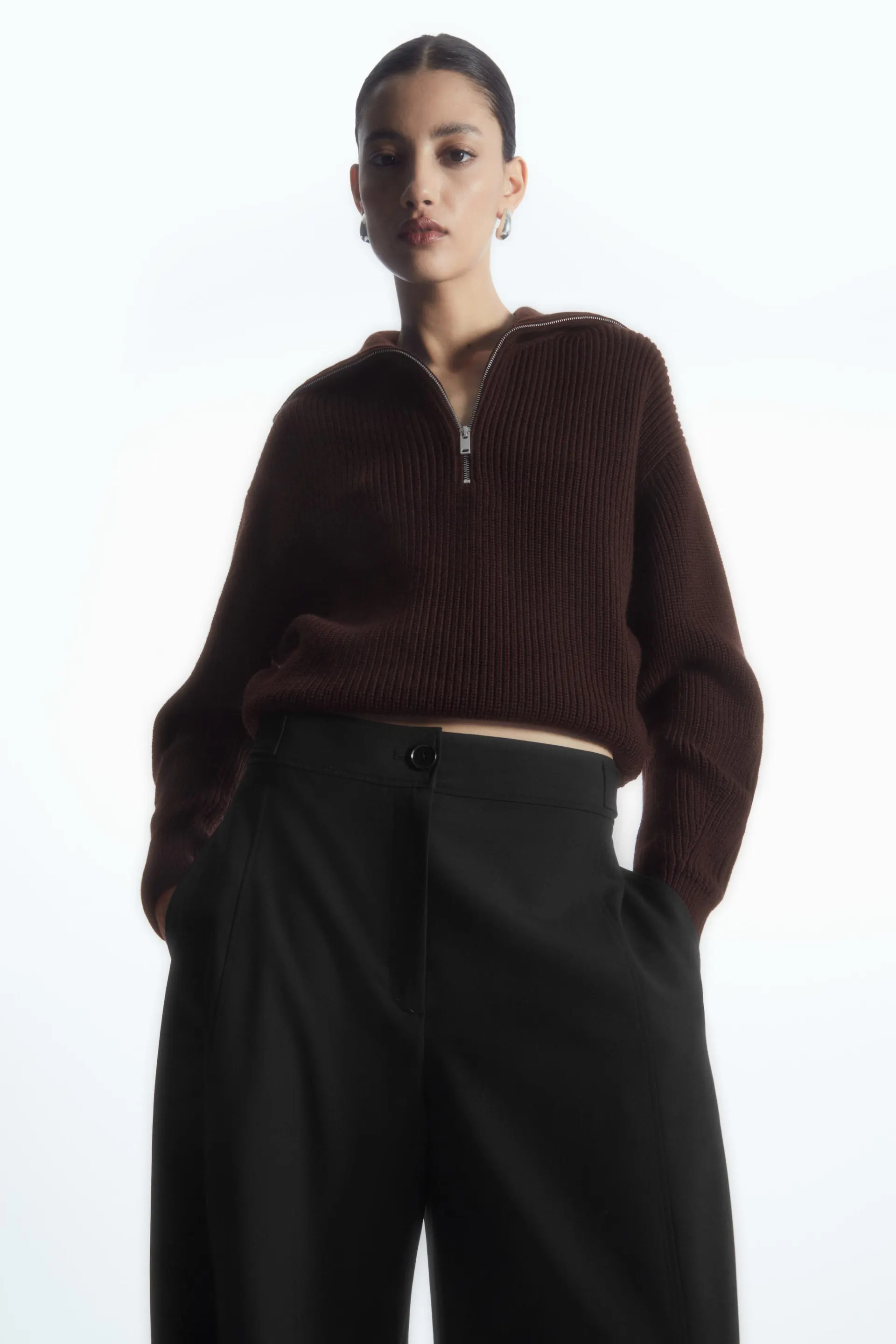 WOOL AND COTTON HALF-ZIP JUMPER