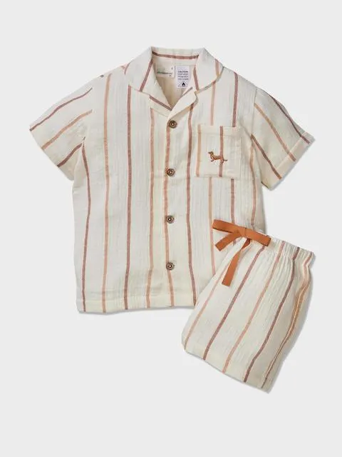 Kids Organic Stripe Muslin Pj Set