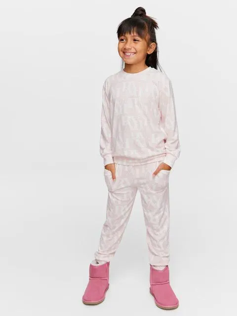 Jnr Girls Pink P.A. Plush Long Pj Set