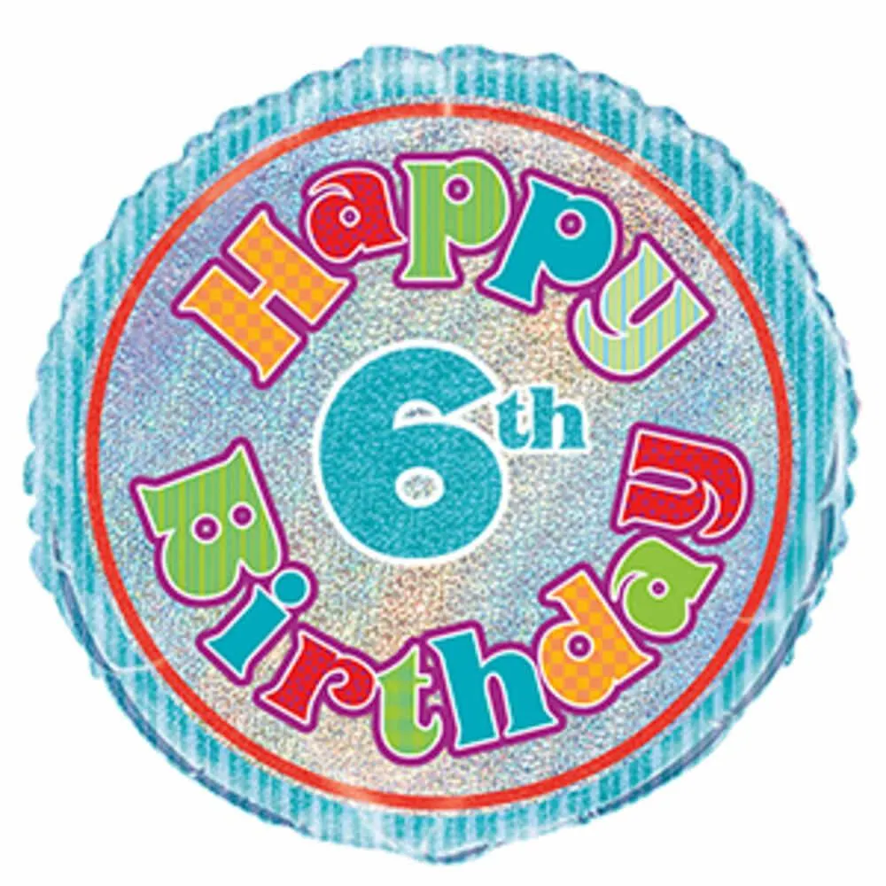 Balloon Foil 45cm Prismatic Happy 6th Birthday Ea
