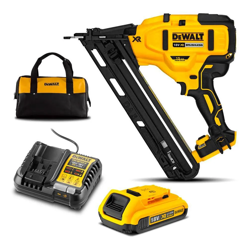 DeWalt DCN650D1-XE 18V 2.0Ah XR Li-ion Cordless Brushless 15GA DA Bradder Finish Nailer Combo Kit