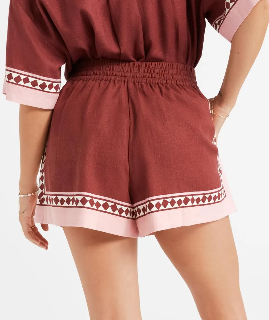 REMI LINEN BLEND PRINTED RESORT SHORT