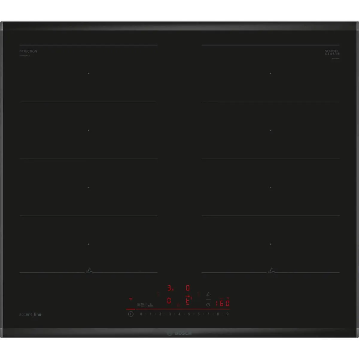 Bosch Series 6 Accentline 60cm Flex Induction Cooktop - Black PXX695HC1E