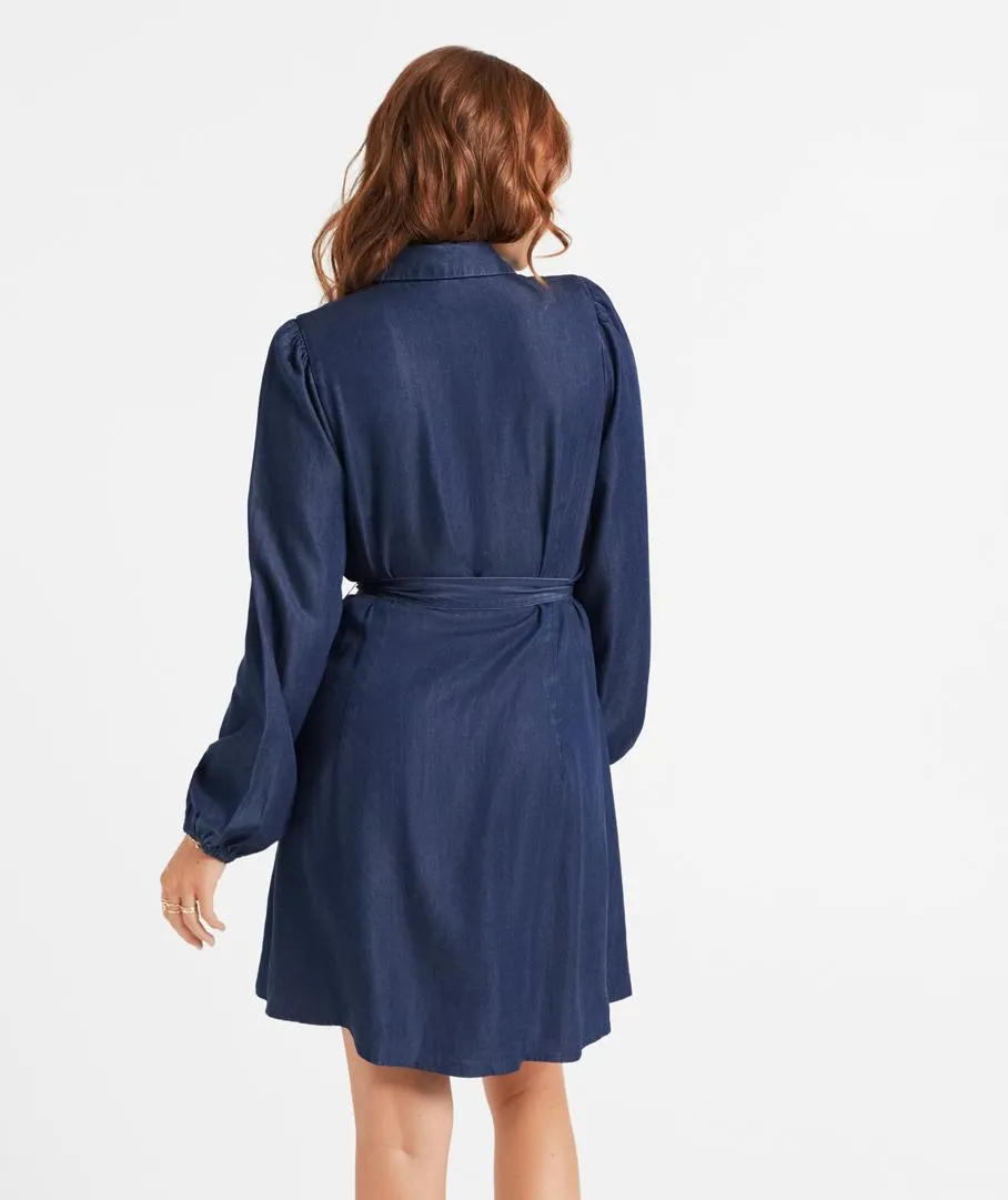 ELIJA INDIGO SHIRT MINI DRESS