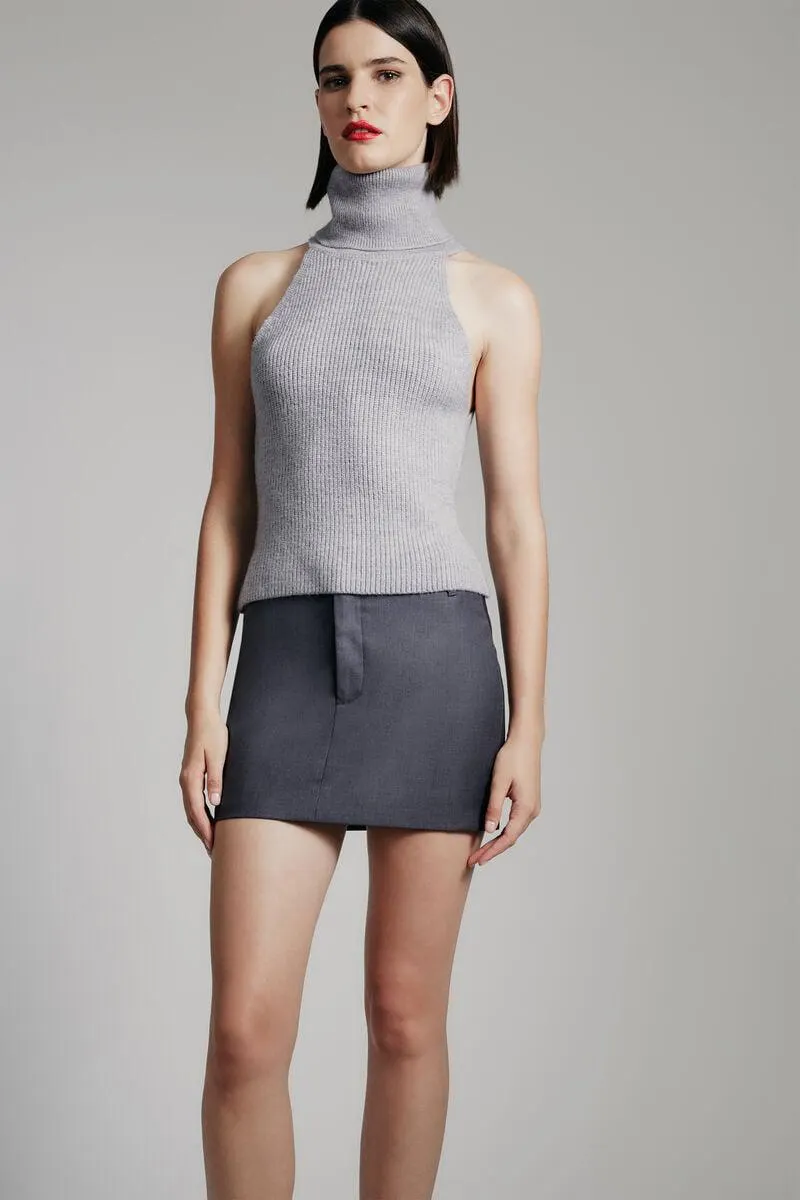 aleia sleeveless knit top in grey
