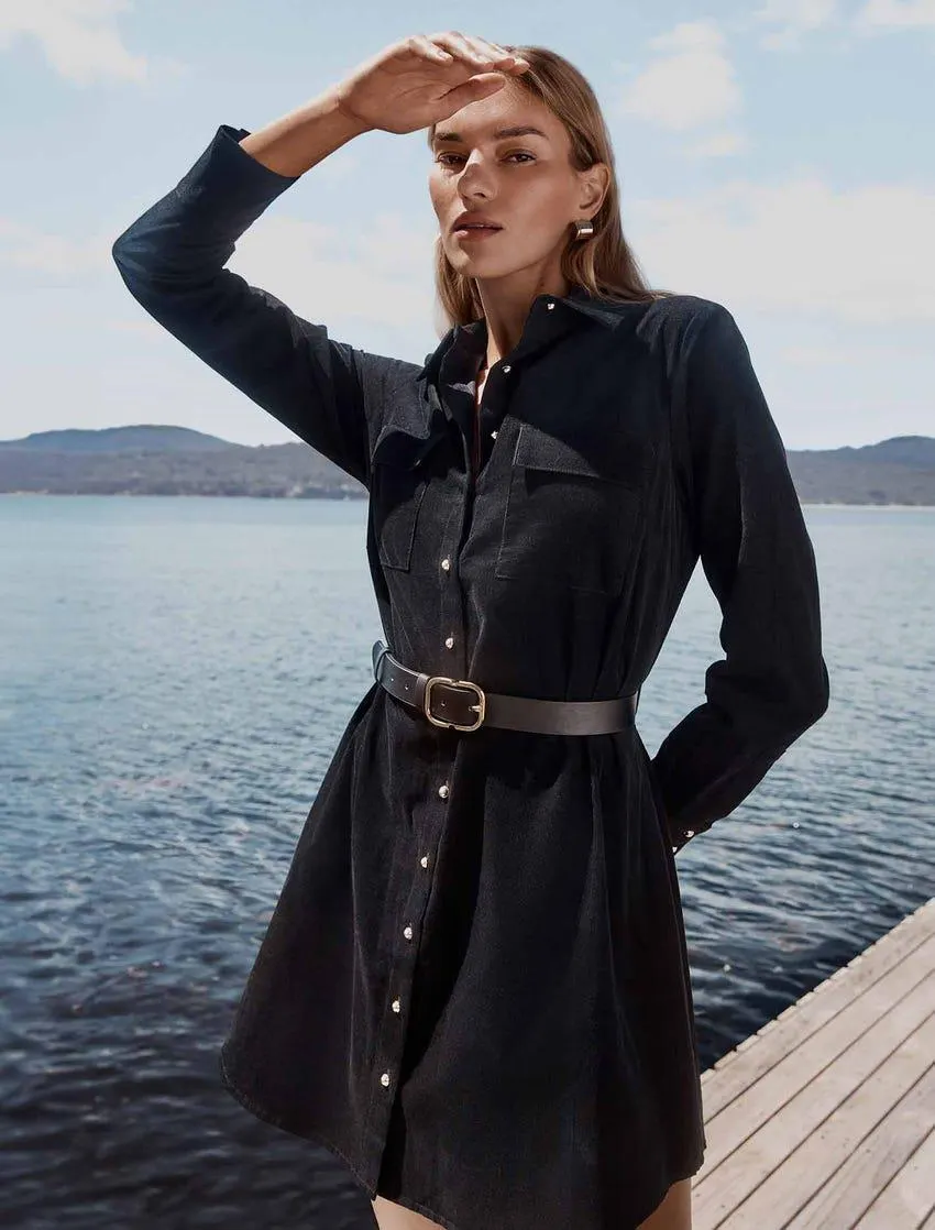 Lucie Long-Sleeve Cord Mini Dress