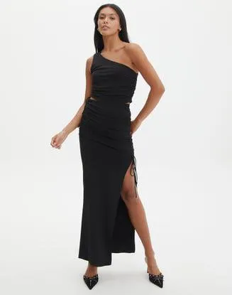 Side Split Ruched Maxi Skirt