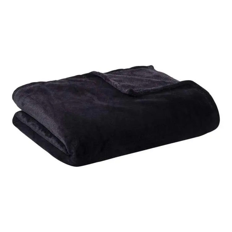 Brampton House Super Soft Blanket Black 180 x 220 cm