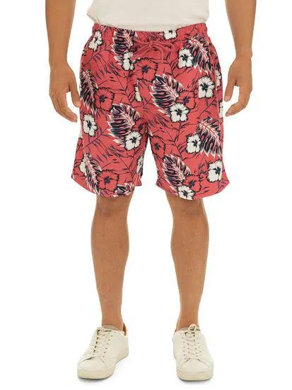 Lowes Coral Tropical Hawaiian Elastic Waist Short
