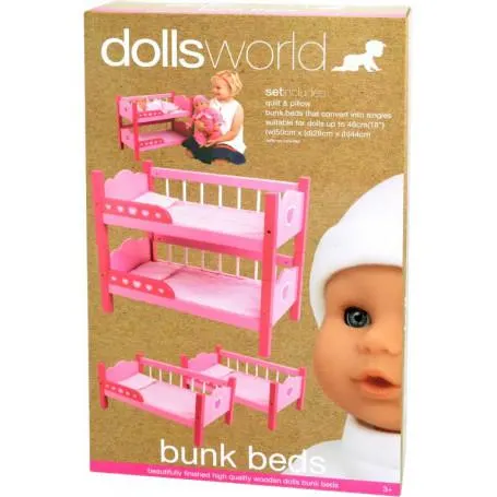 Dollsworld Wooden Bunk Beds- Dolls Not Included