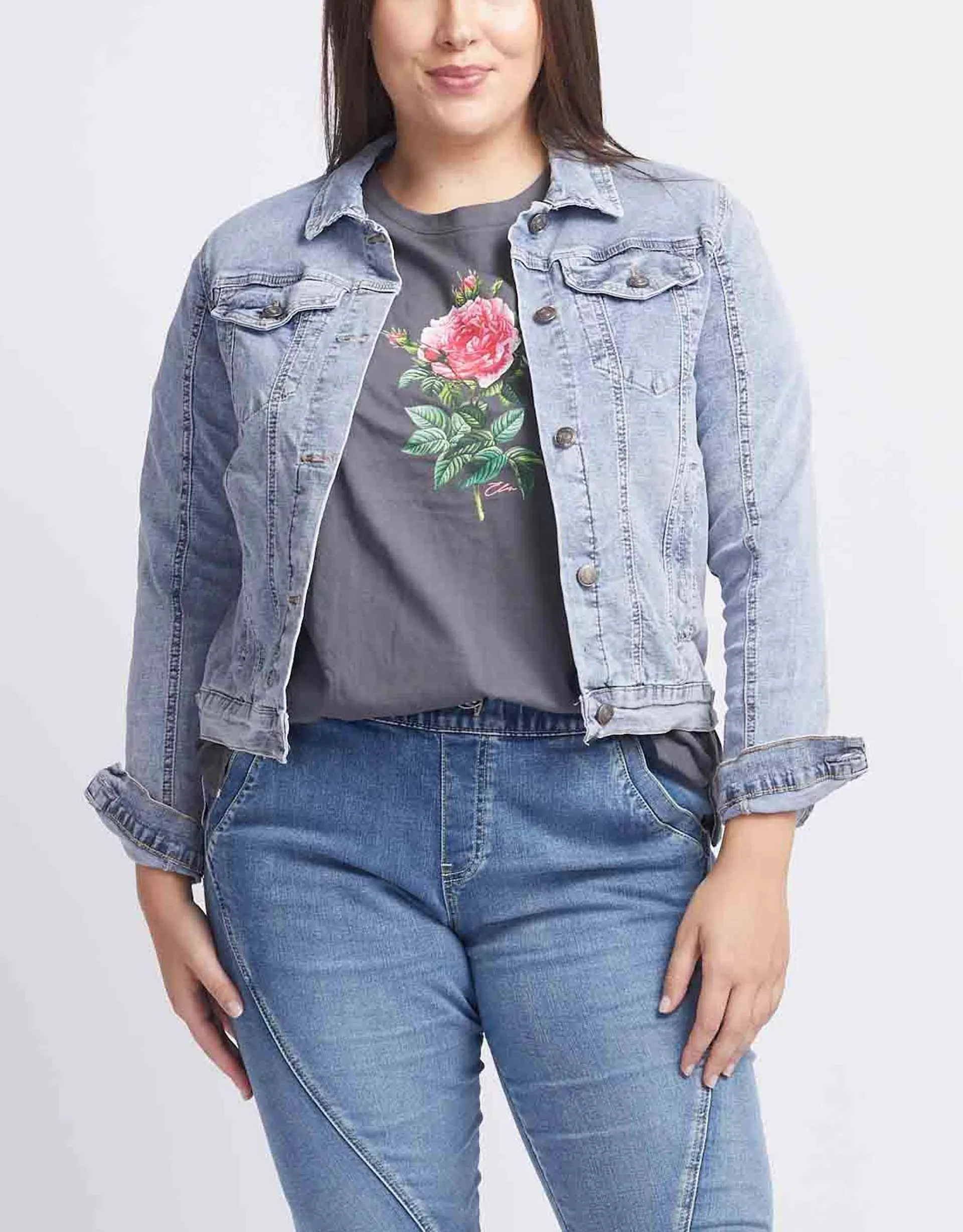 Plus Size Denim Jacket - Denim