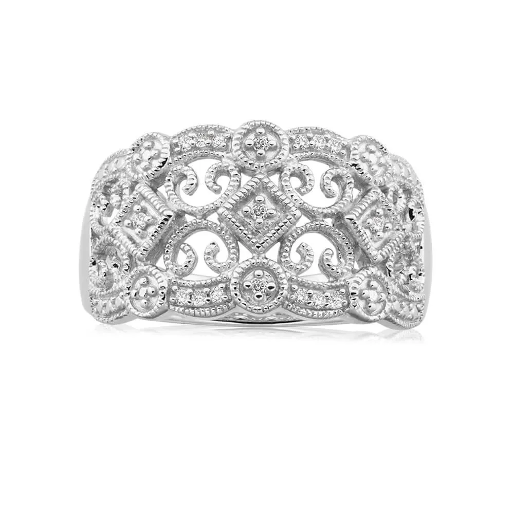 Sterling Silver Angelic Diamond Ring