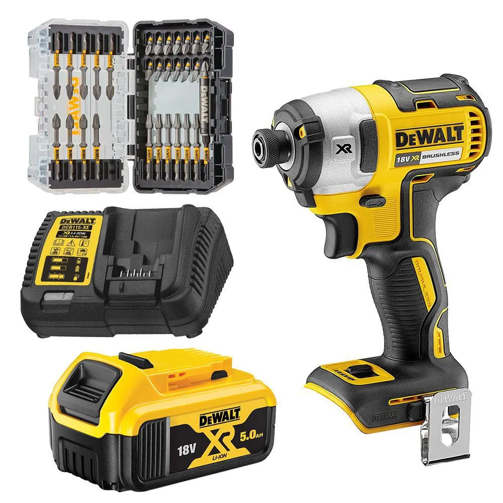 DeWalt DCF887P1A-XE 18V 5.0Ah Li-ion Cordless Brushless Impact Driver Combo Kit with Driver Bit Set