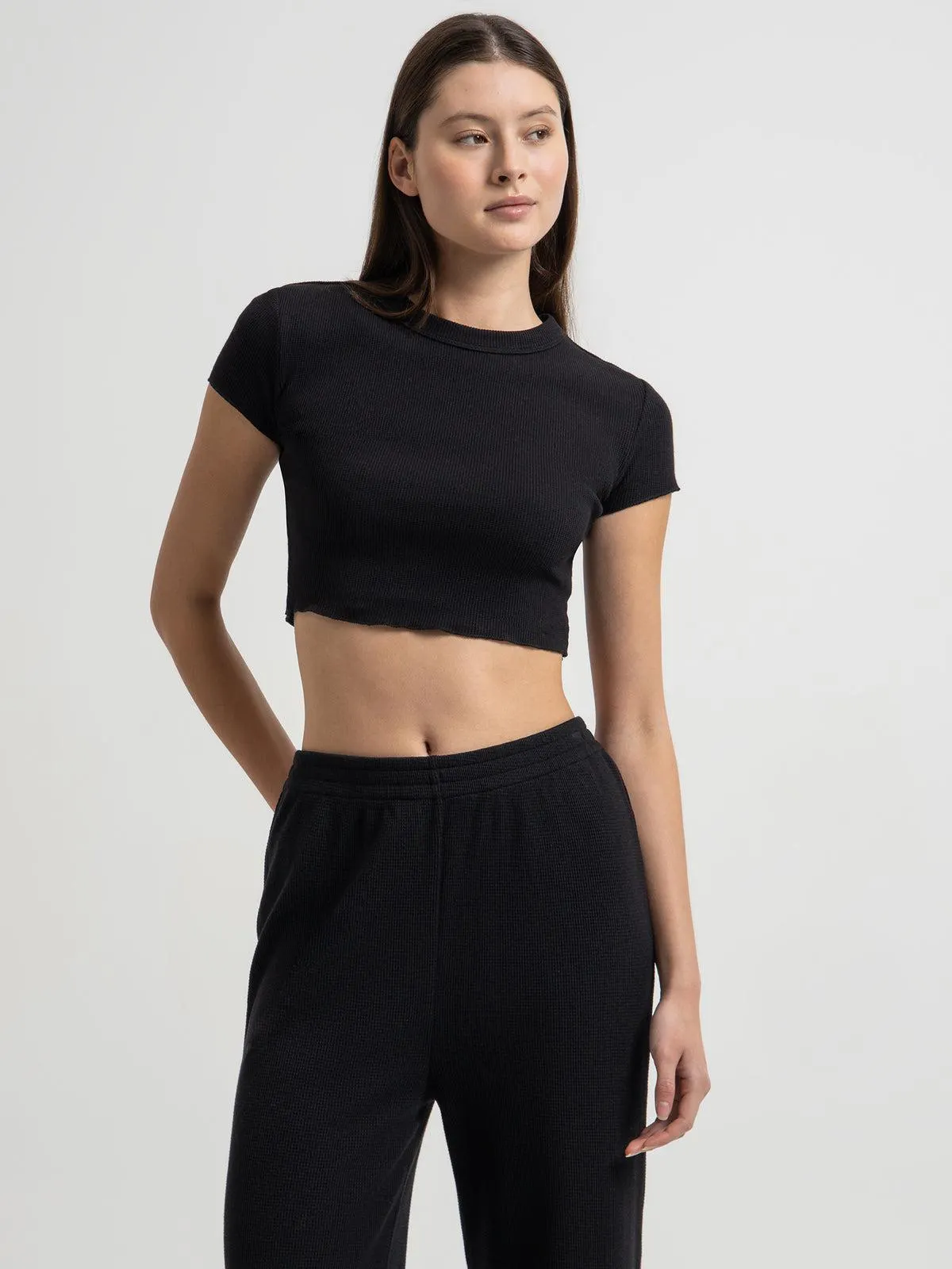 Essential Waffle T-Shirt in Black