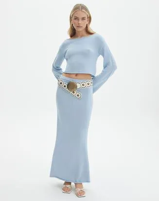 Tie Waist Knit Maxi Skirt