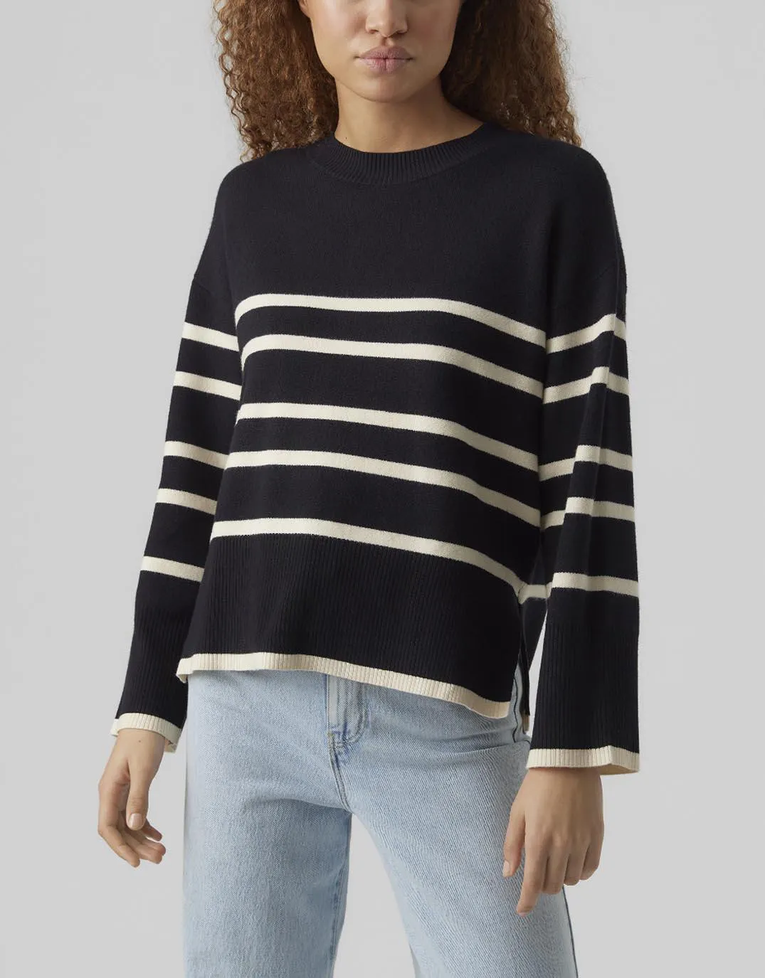 Saba Stripe Knit - Black/Birch Stripes