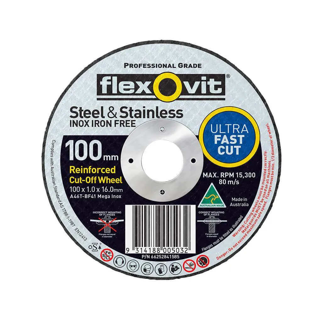Flexovit Ultra Thin Cut-Off Wheel 100 x 16mm - 10 Pack