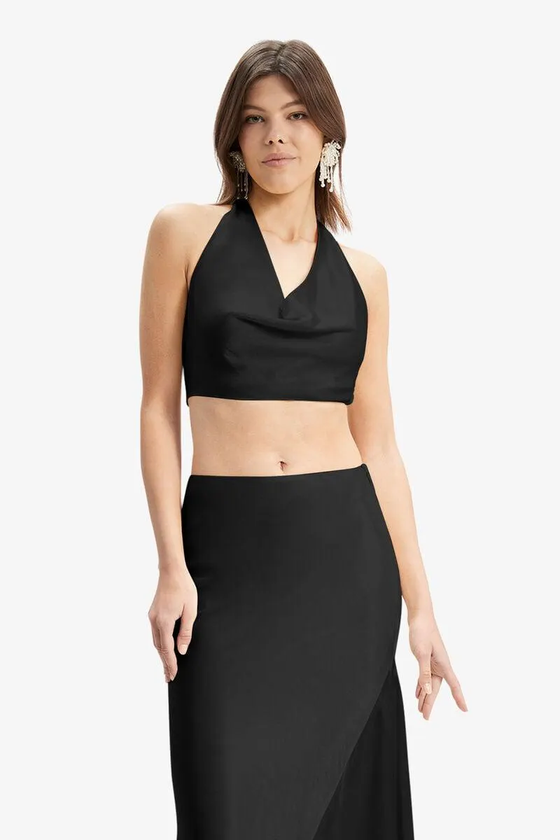 pepito cowl neck top in black