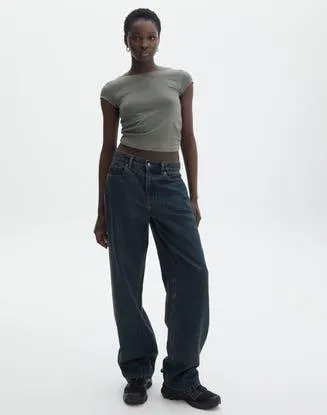 Mid Rise Baggy Leg Puddle Jean