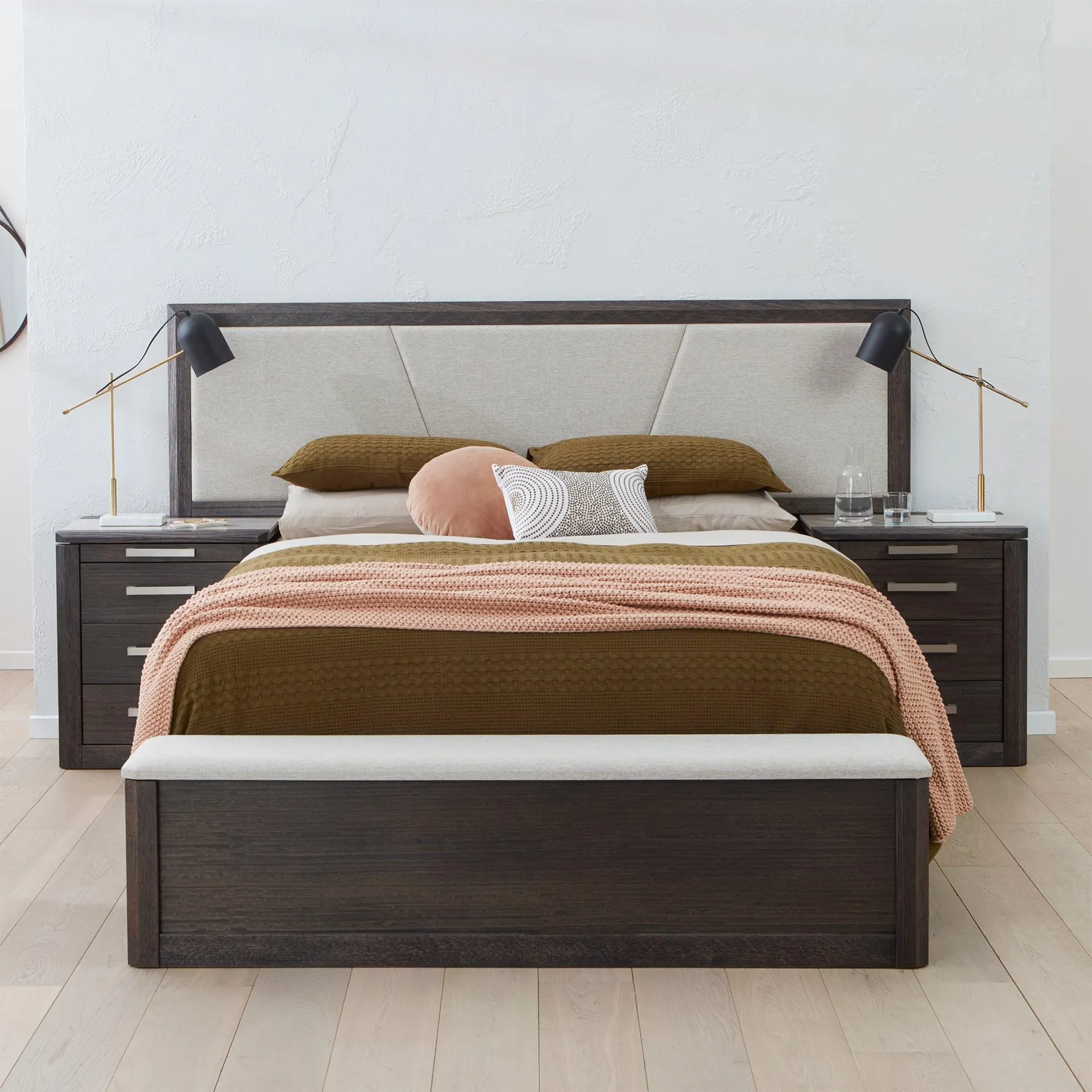 Maitland - Low Profile Bed Frame W/Upholstered Bedhead & Storage Foot Box, Charcoal