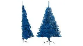 vidaXL Blue Artificial PVC Half Christmas Tree with Stand