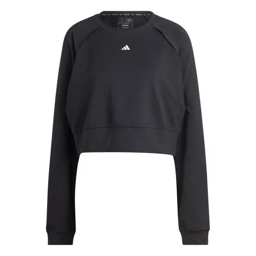 ADIDAS POWER AEROREADY CROP COVER-UP SWEATSHIRT - BLACK