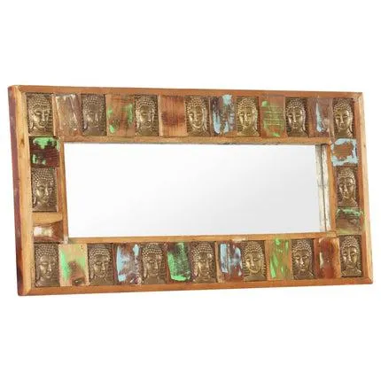 vidaXL Mirror with Buddha Cladding 110x50 cm Solid Reclaimed Wood