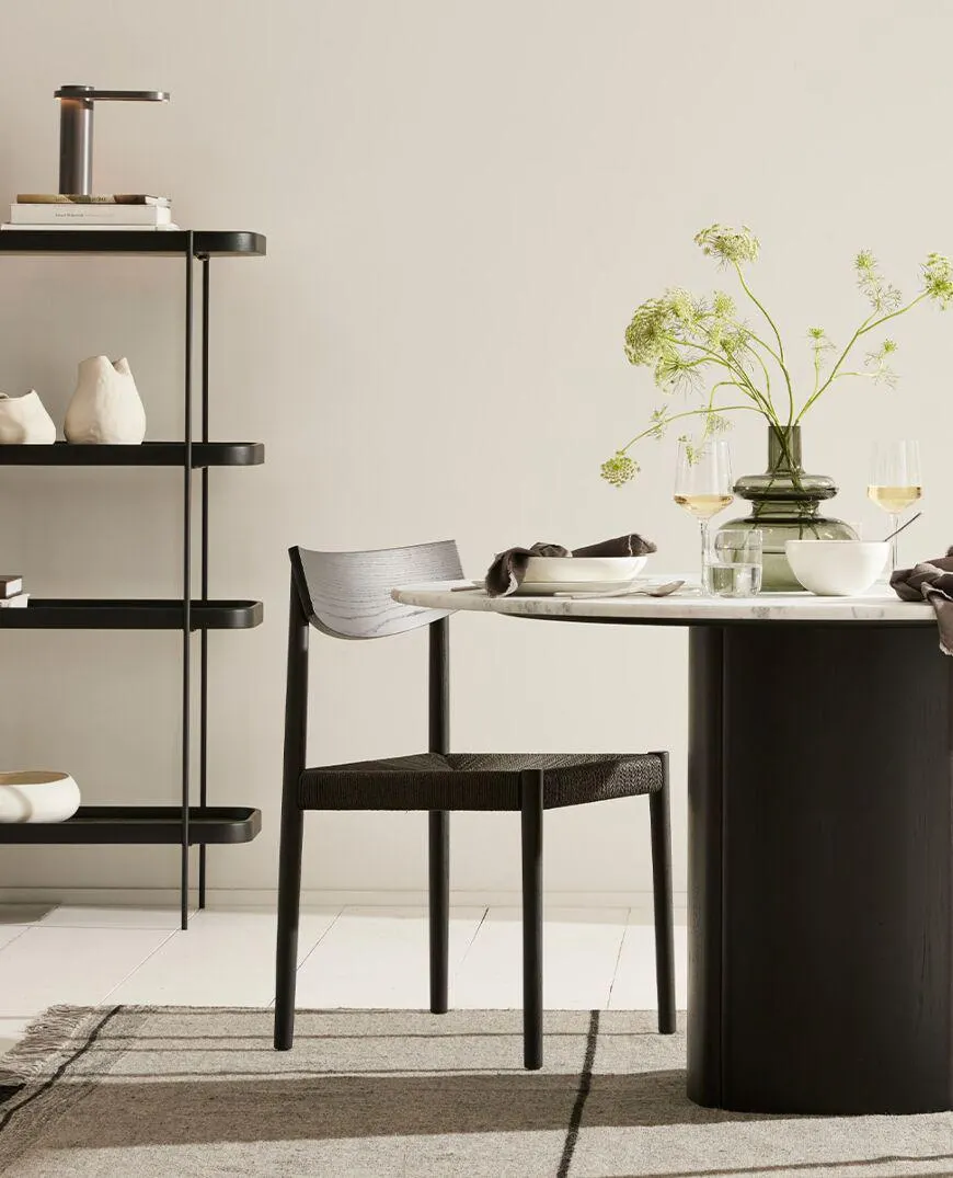 Kent oak black dining chair - black woven seat
