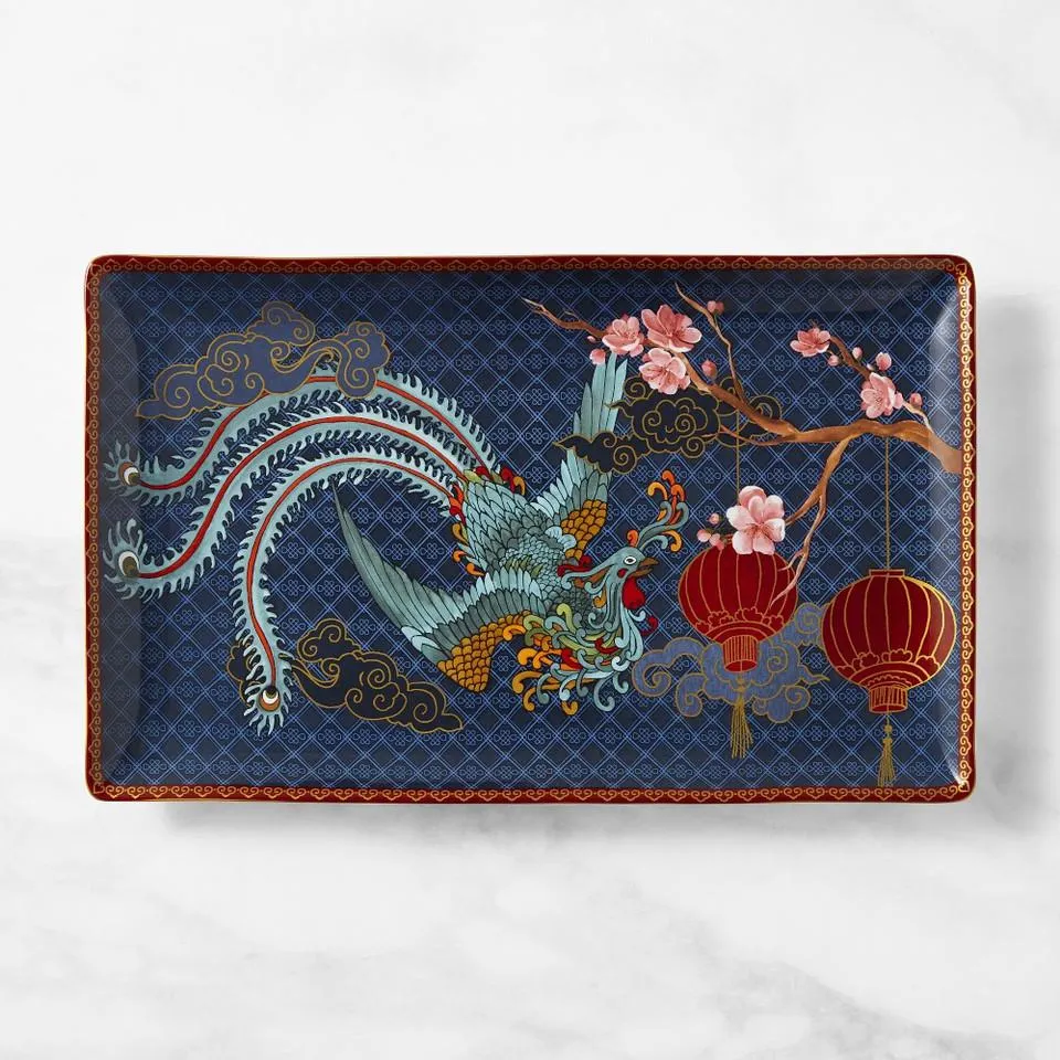 Lunar Small Rectangular Platter, Phoenix
