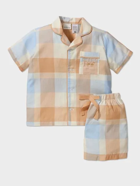 Kids Caramel Check Short Pj Set