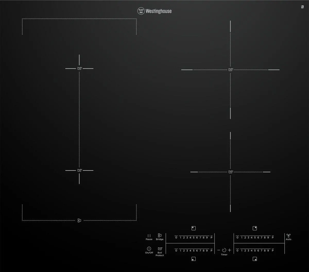 Westinghouse 60cm 4 Zone Induction Cooktop with Bridge Zone and Hob2Hood WHI645BD