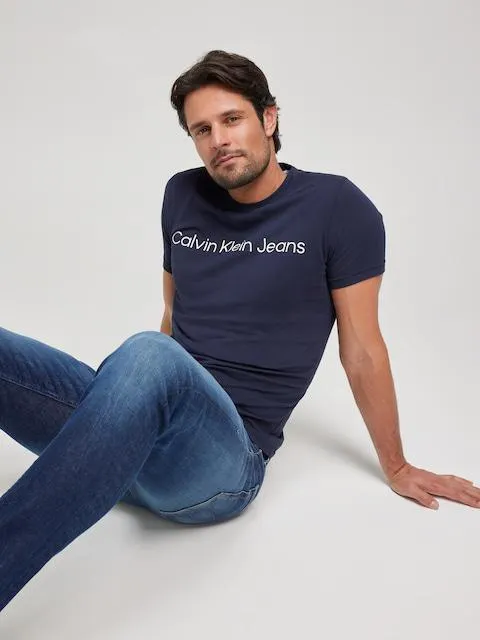 Calvin Klein Core Institutional Logo Slim Tee In Night Sky