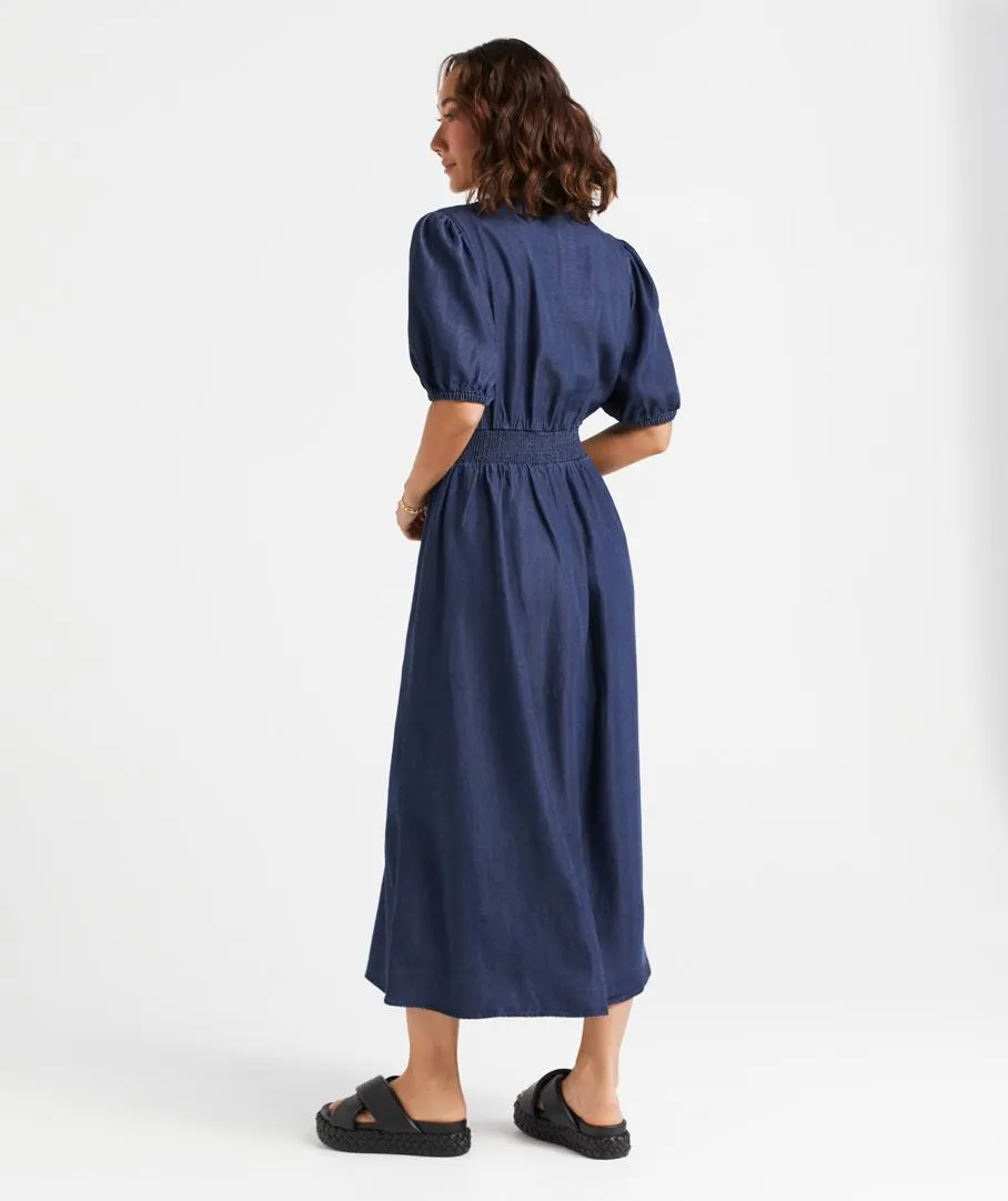 AURA CHAMBRAY MIDI DRESS