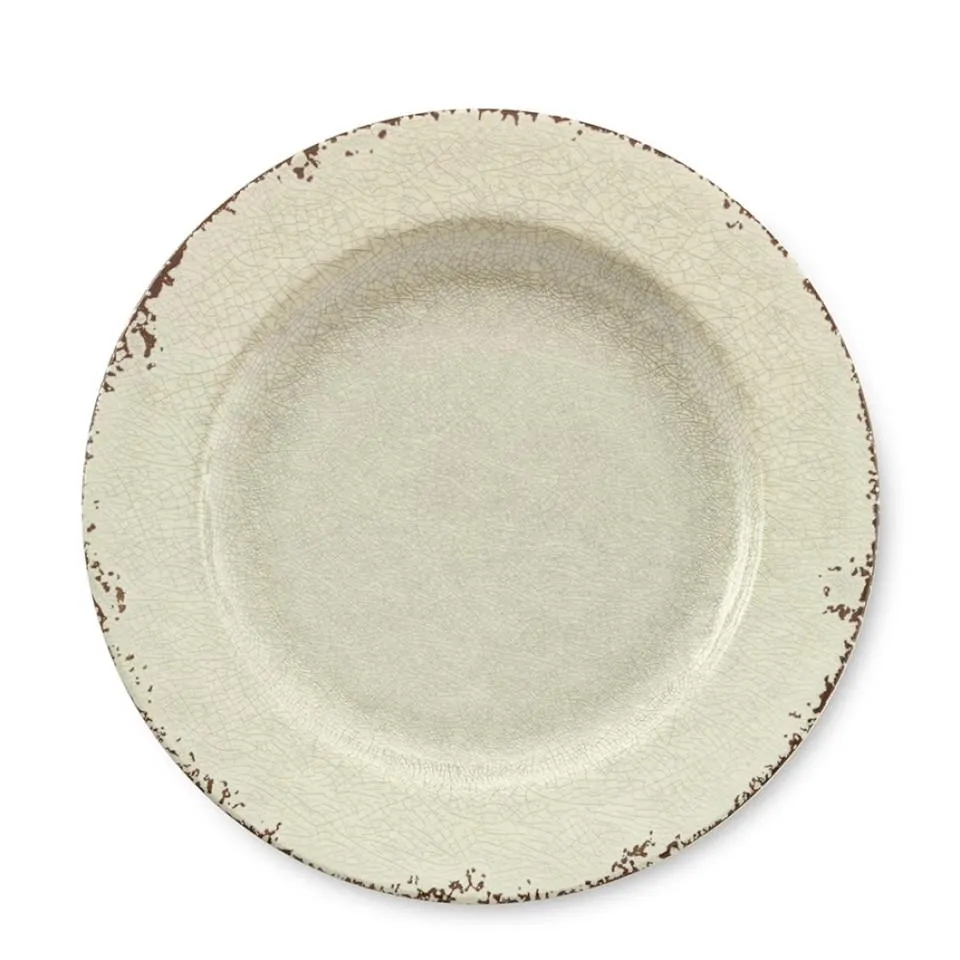 Rustic Melamine Dinner Plate, White
