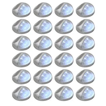 vidaXL Outdoor Solar Wall Lamps LED 24 pcs Round Silver