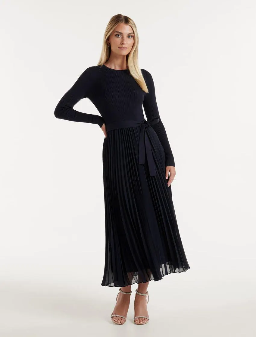 Penelope Crew Neck Woven-Mix Dress