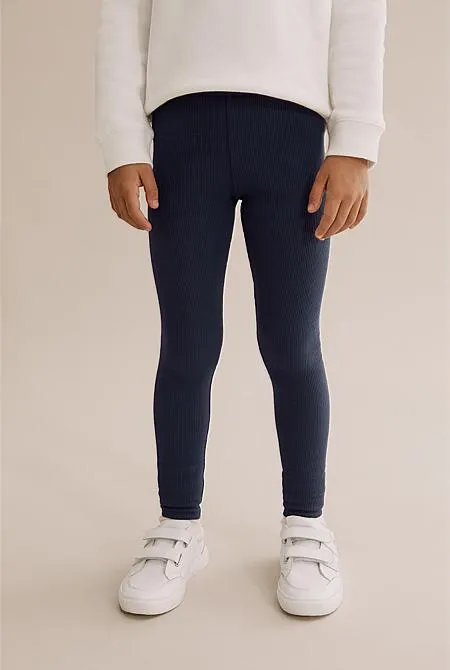 Organically Grown Cotton Blend Solid Rib Legging