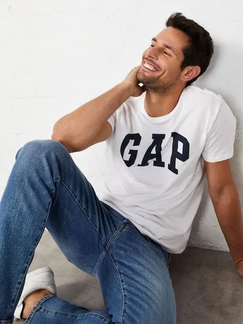 GAP Navy Logo Tee In White