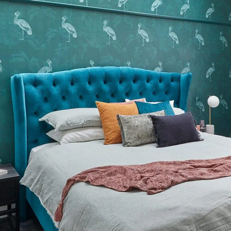 Regis Upholstered Bed Frame, Plush Mallard