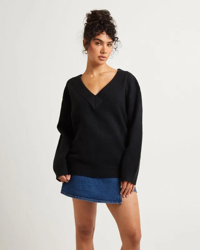 Deep V Neck Slouchy Jumper