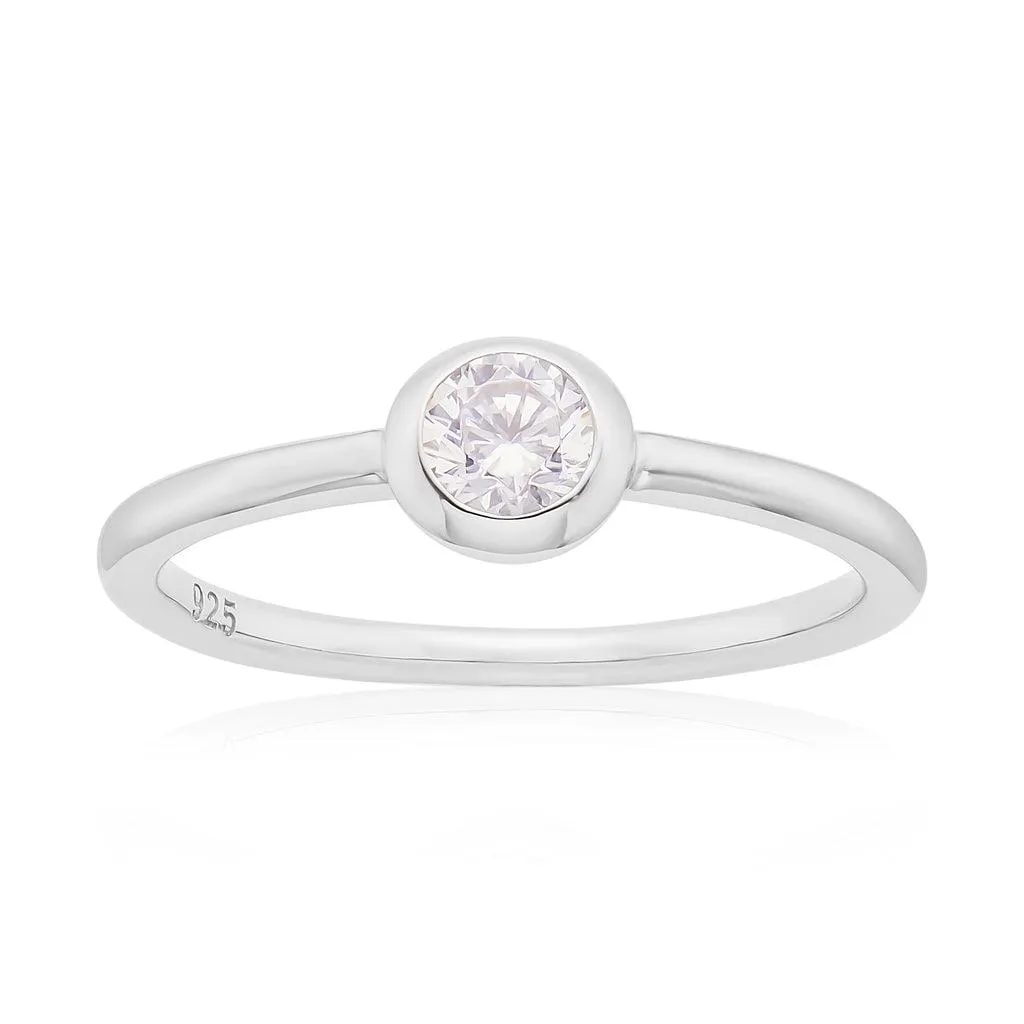 Sterling Silver with Round Brilliant Cut Cubic Zirconia Fashion Rings